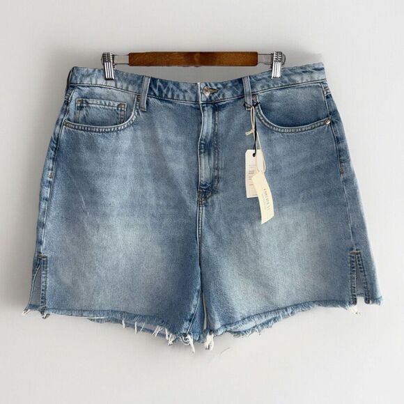 Forever 21 90s Jean Shorts Relaxed Fray Rigid Light Denim 6" Inseam Hi Rise 32 - Picture 5 of 16